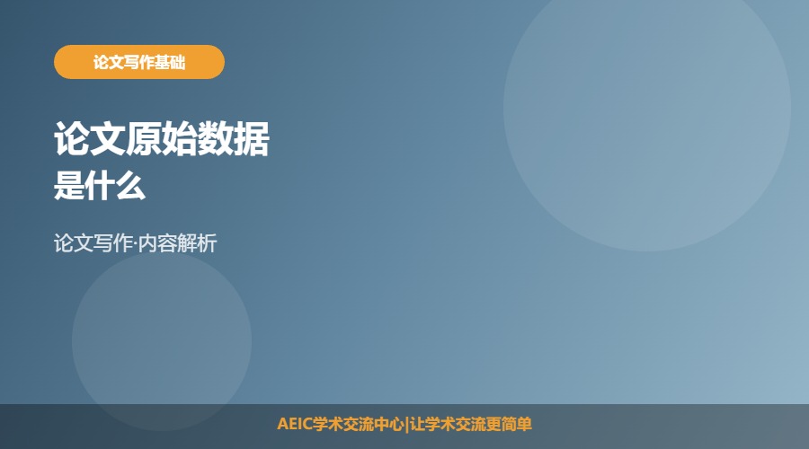 论文原始数据是什么