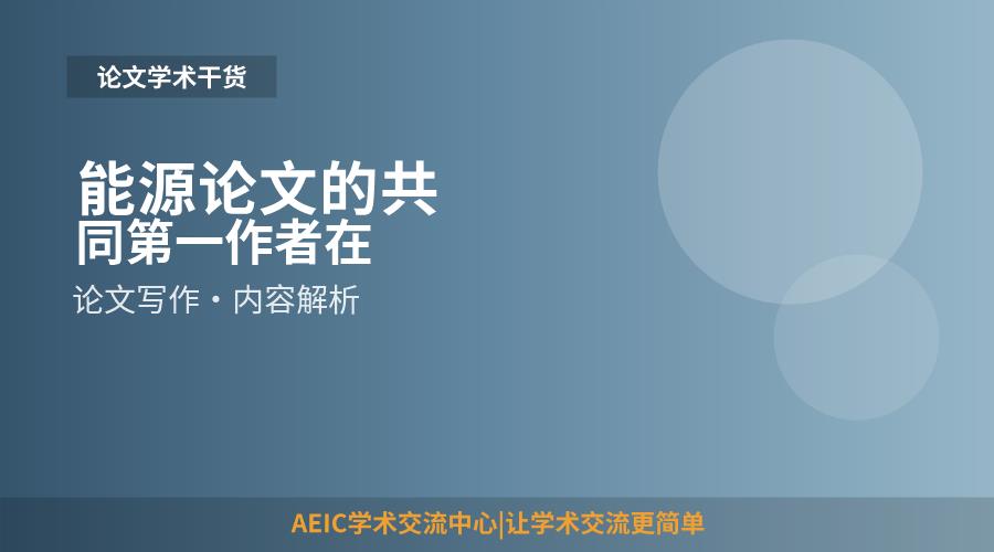 能源论文的共同第一作者在简历里怎么标注