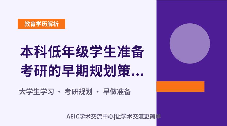 本科低年级学生准备考研的早期规划策略解析