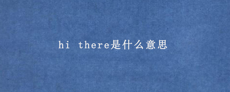 hi there是什么意思