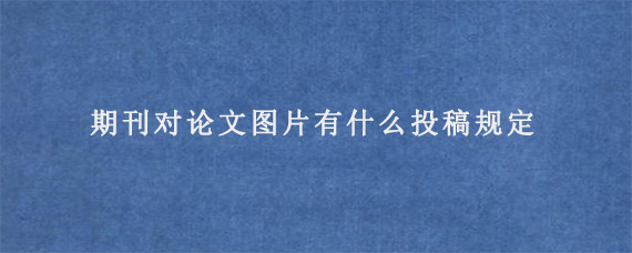 期刊对论文图片有什么投稿规定?