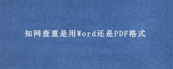 知网查重是用Word还是PDF格式?  