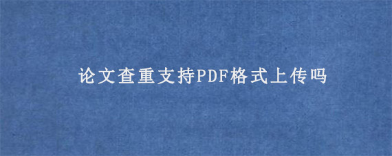 论文查重支持PDF格式上传吗?