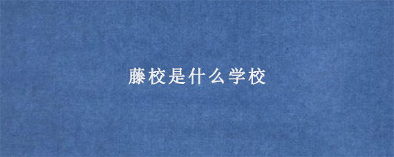 藤校是什么学校