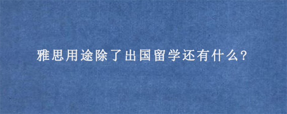 雅思用途除了出国留学还有什么?