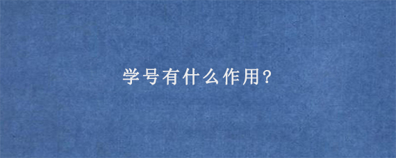 学号有什么作用?