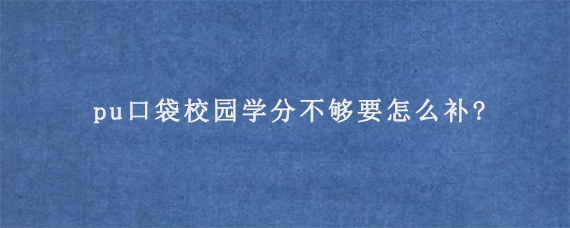 pu口袋校园学分不够要怎么补?