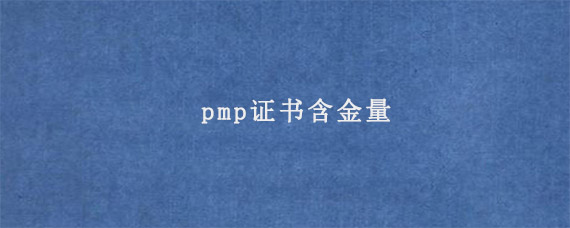 pmp证书含金量