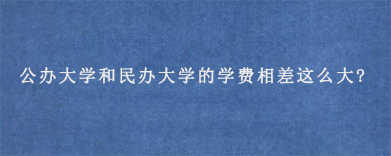 为什么公办大学和民办大学的学费相差这么大?