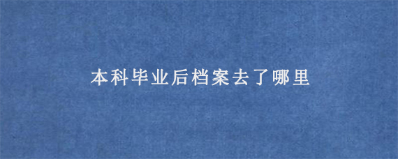 本科毕业后档案去了哪里