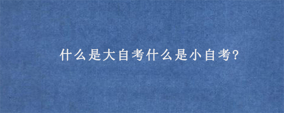 什么是大自考什么是小自考?