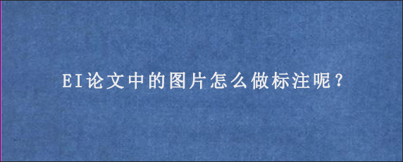 EI论文中的图片怎么做标注呢？