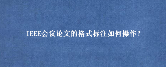 IEEE会议论文的格式标注如何操作？