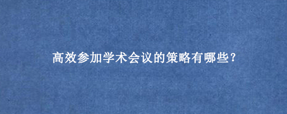 高效参加学术会议的策略有哪些？