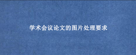 学术会议论文的图片处理要求