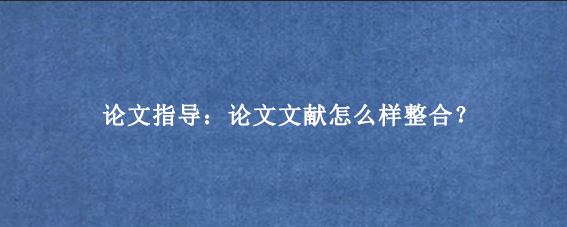 论文指导：论文文献怎么样整合？