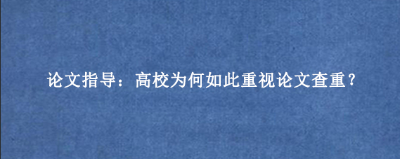 论文指导：高校为何如此重视论文查重？