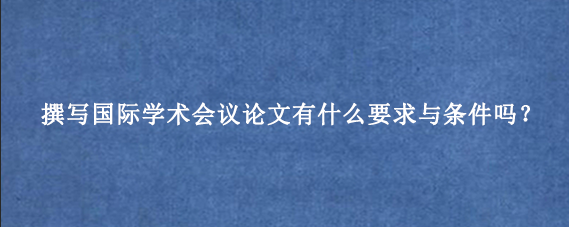 撰写国际学术会议论文有什么要求与条件吗？