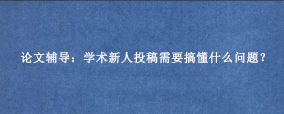 论文辅导：学术新人投稿需要搞懂什么问题？