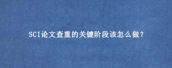 SCI论文查重的关键阶段该怎么做？