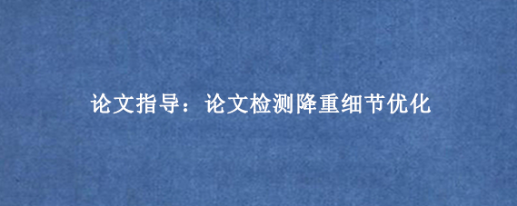 论文指导:论文检测降重细节优化