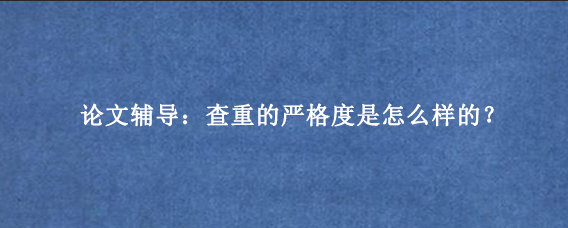 论文辅导：查重的严格度是怎么样的？