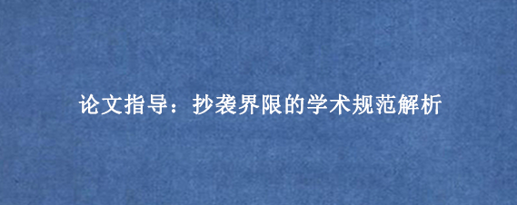 论文指导：抄袭界限的学术规范解析