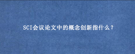 SCI会议论文中的概念创新指什么？